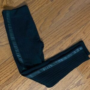 Hot Kiss black ribbed faux leather trim leggings - Size XL**refer to measurement